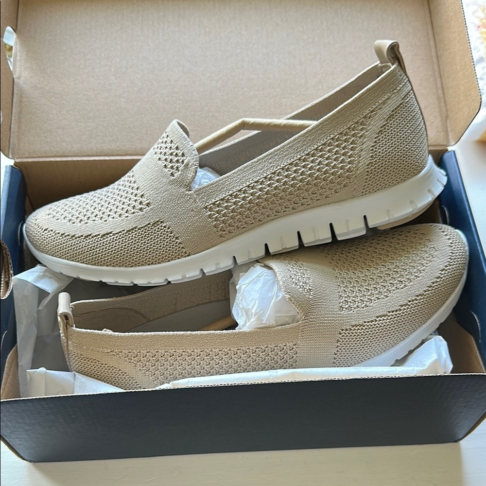 Women's Beige Slip-On Sneakers